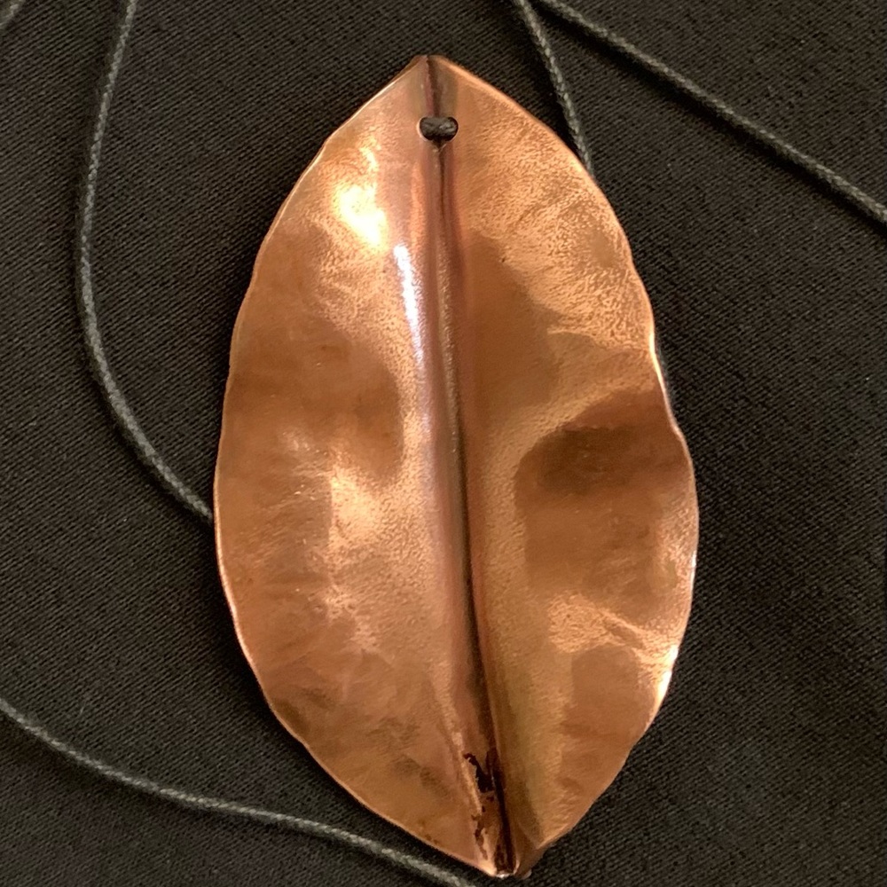 Georgia O’Keefe inspired Copper Leaf Pendant Necklace